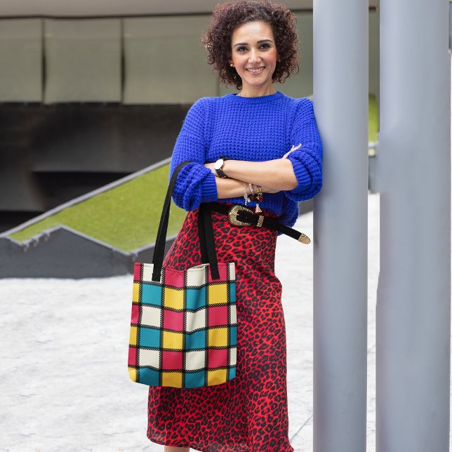 Colorful Monochrome Checks Tote Bag (Creator Uploaded)
