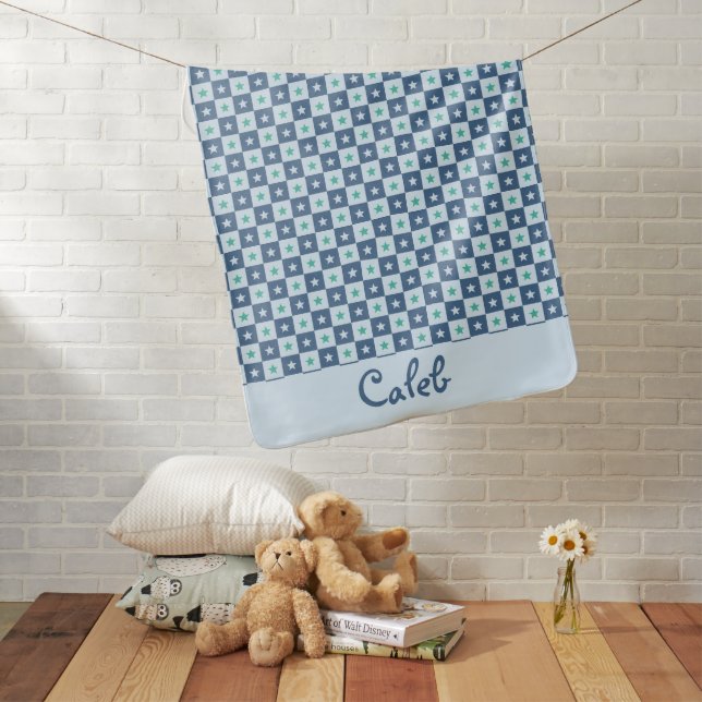 Colorful Monogram Birth Stats Baby Shower Gifts Baby Blanket (In Situ)