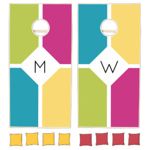 Colorful MONOGRAM Cornhole Set