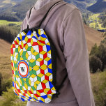 Colorful Monogram Cubes Geometric Pattern Drawstring Bag<br><div class="desc">This monogram design features a mesmerizing geometric pattern in vivid colors with your initial in the center. The original shape is a series of isometric squares, and they've been spun through a kaleidoscope feature to yield an interesting optical illusion of squares and angles. Make sure to type your initial in...</div>