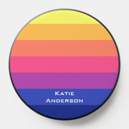 Colorful Monogram Full Name Yellow Blue Gradient PopSocket