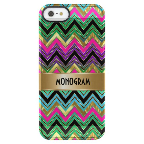 Colorful Monogram Geometric Chevron Gold Accent Clear iPhone SE55s Case