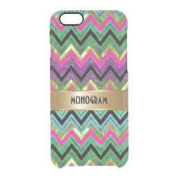 Colorful Monogram Geometric Chevron Gold Accent Clear iPhone 6/6S Case