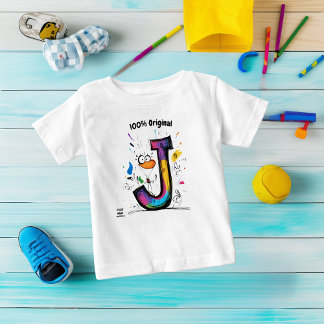 Colorful Monogram J – Fun and Customizable Design  Baby T-Shirt