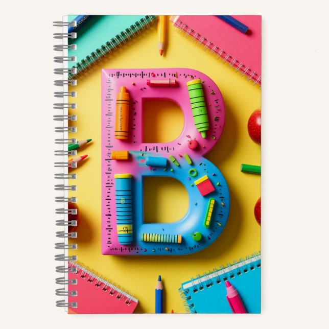 📚 Colorful Monogram Letter B Back To School Notebook (Front)