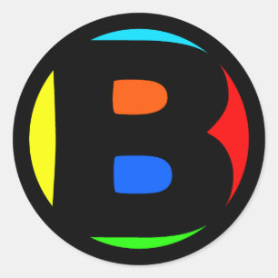 COLORFUL MONOGRAM LETTER B CLASSIC ROUND STICKER