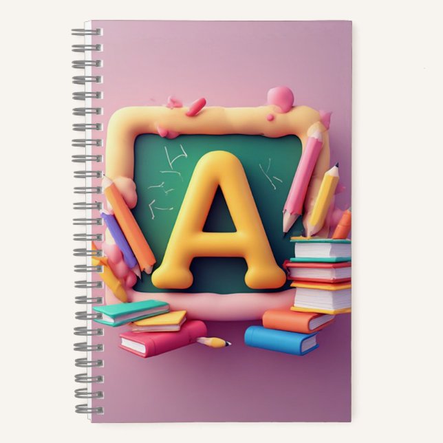 🖍️ Colorful Monogram Letter School Learning Set  Notebook (Front)