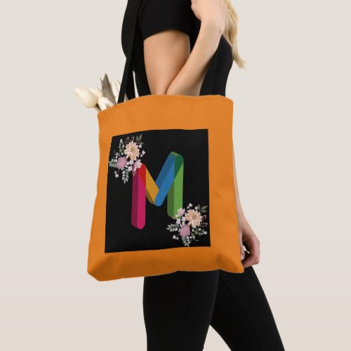 Colorful Monogram M Floral Tote Bag