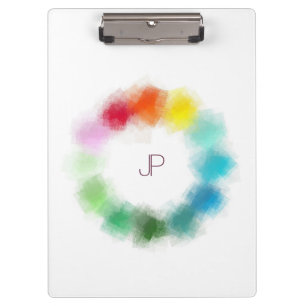 Colorful Monogram Modern Elegant Personalized Clipboard