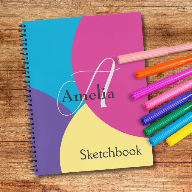 Colorful Monogram Name Sketchbook Notebook (Creator Uploaded)