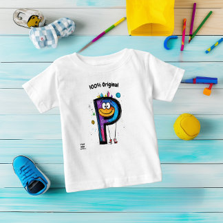 Colorful Monogram P – Fun and Customizable Design  Baby T-Shirt