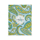 Colorful Monogram Paisley Blue Boho Chic Custom