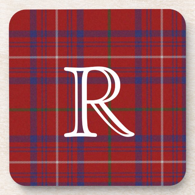 Colorful Monogram Plaid Coaster (Front)