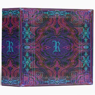 Colorful Monogram Rustic Royal Rainbow 3 Ring Binder