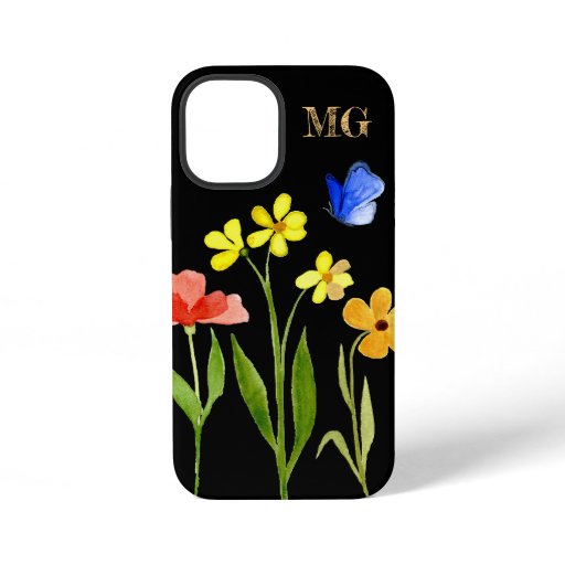 Colorful Monogram Wildflower with Butterfly iPhone 12 Mini Case