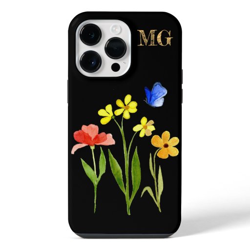 Colorful Monogram Wildflower with Butterfly iPhone 14 Pro Max Case