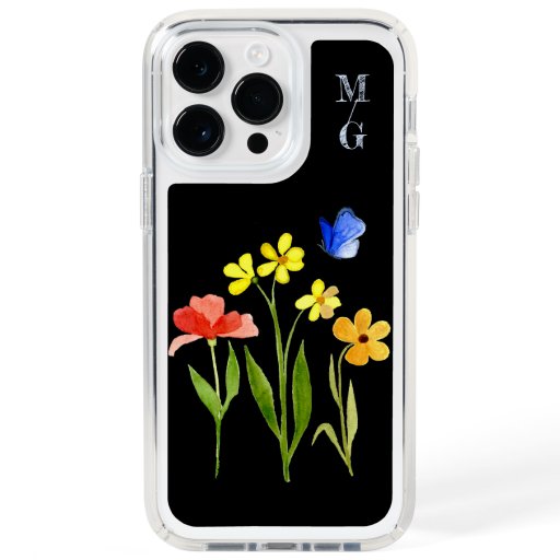 Colorful Monogram Wildflower with Butterfly Speck iPhone 14 Pro Max Case