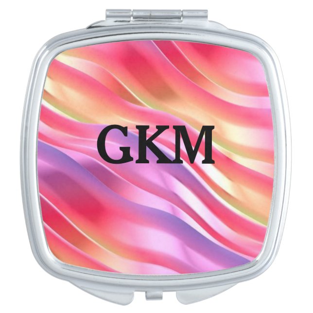 Colorful Monogrammed Compact Mirror (Front)