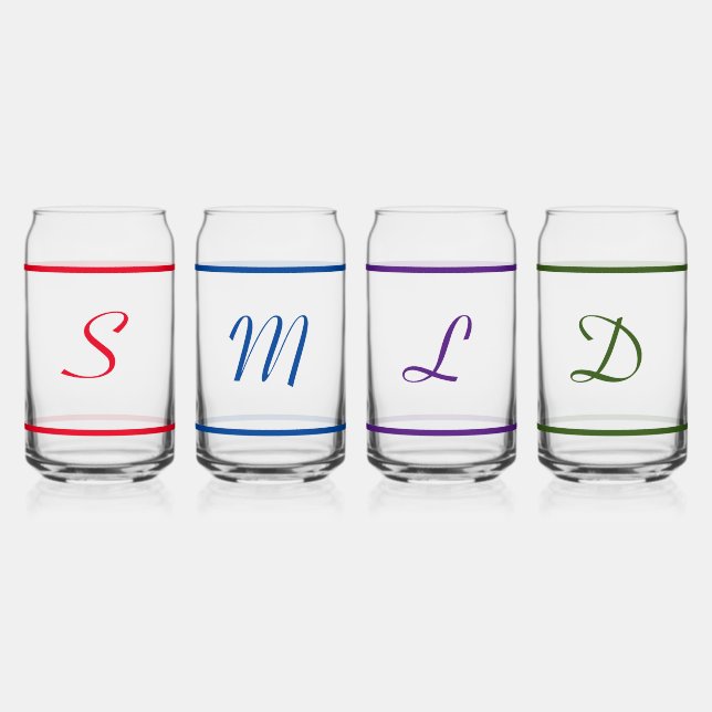 Colorful Monogrammed Drinkware Set Can Glass (Front)