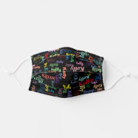 Colorful Monogrammed First Name Cute Funky Bright Cloth Face Mask