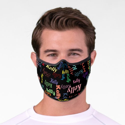 Colorful Monogrammed First Name Cute Funky Bright Premium Face Mask