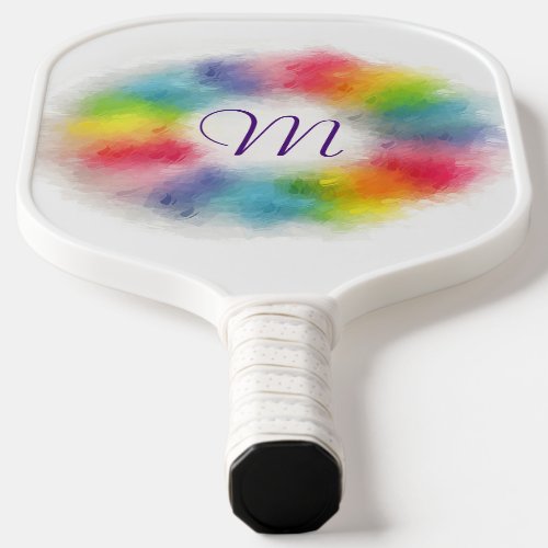 Colorful Monogrammed Modern Template Two Sides Pickleball Paddle