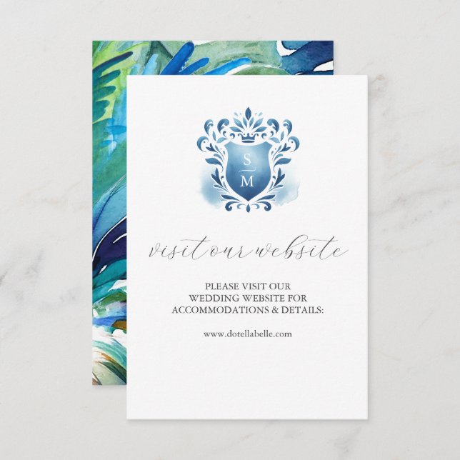 Colorful Monogrammed Wedding Website Insert Card (Front/Back)