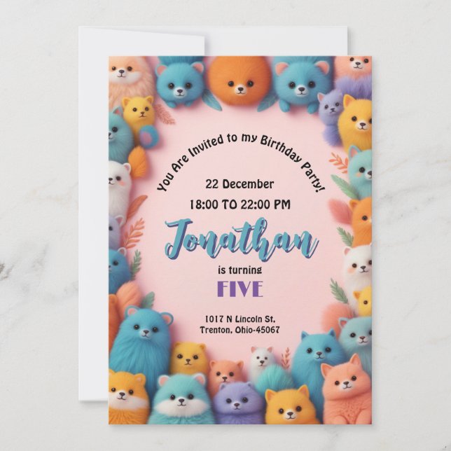 Colorful Monster Birthday Bash Party Invitation (Front)