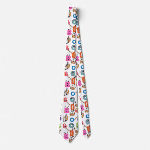 Colorful Monster “BOO” Halloween Cartoon Design Neck Tie