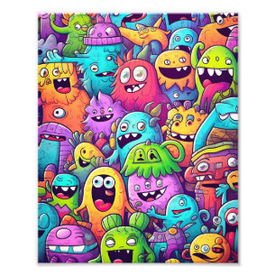 Colorful Monster Doodles Photo Print