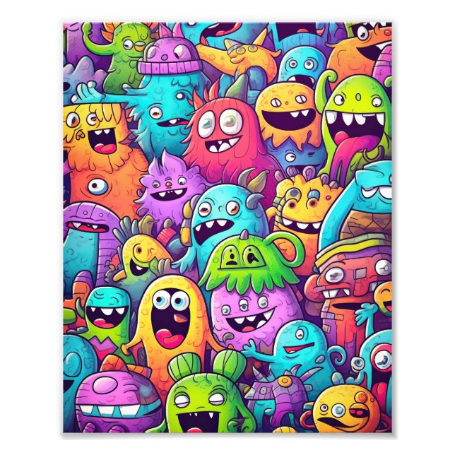 Colorful Monster Doodles Photo Print (Front)