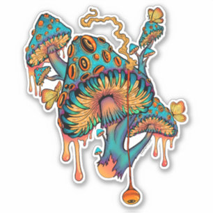 Colorful Monster Mushrooms Sticker