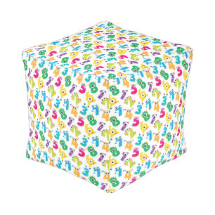 Colorful Monster Numbers Math  Pattern Pouf