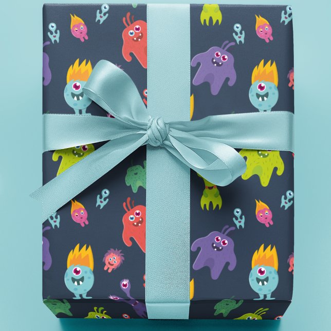 Colorful Monster Pattern | Dark Wrapping Paper (Creator Uploaded)