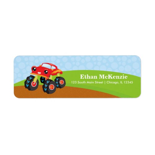 Colorful monster truck label