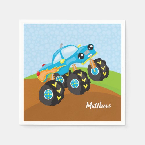 Colorful monster truck napkins