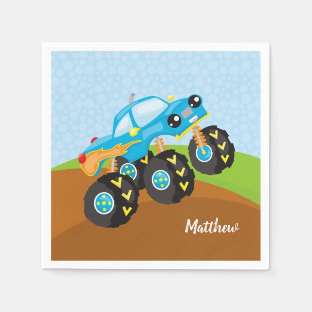 Colorful monster truck napkins (Front)