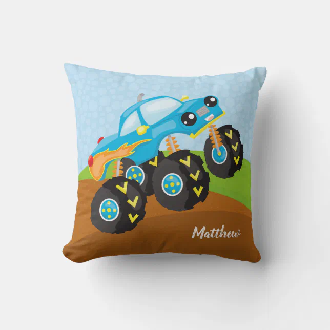 Colorful monster truck throw pillow Zazzle