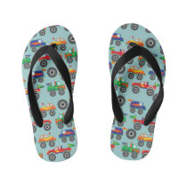 Colorful Monster Trucks Boy Flip Flops Colorful Monster Trucks Boy Flip Flops