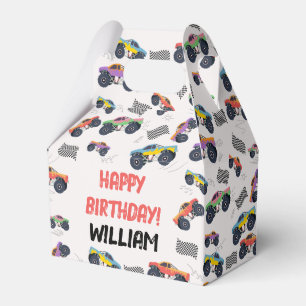 Colorful Monster Trucks Racing Kids Birthday Party Favor Boxes