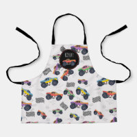 Colorful Monster Trucks Racing Kids Custom Name