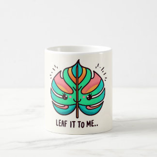 Colorful monstera leaf coffee mug