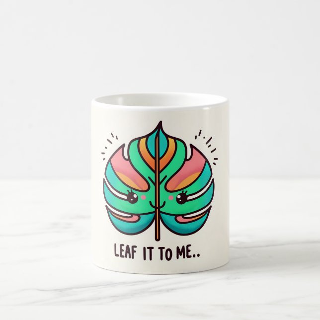 Colorful monstera leaf coffee mug (Center)