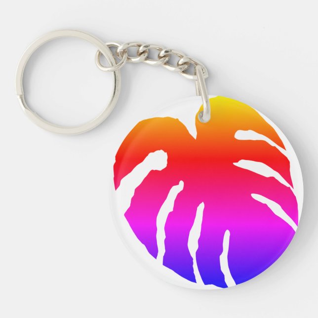 Colorful Monstera Leaf  Keychain (Front)