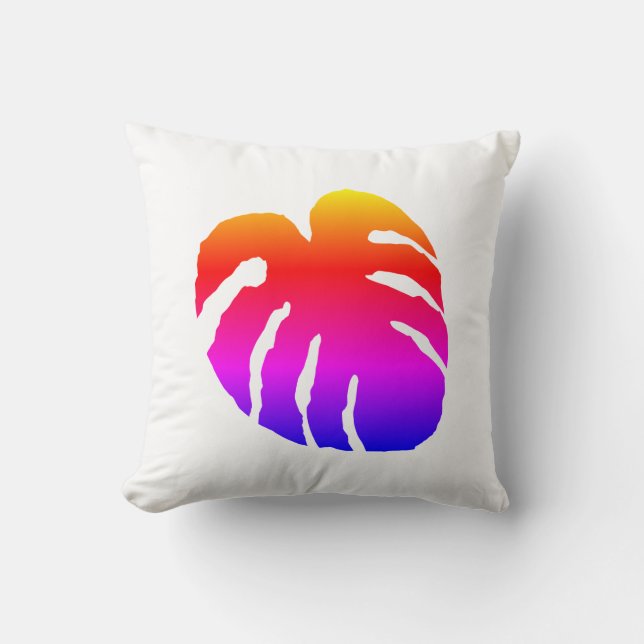 Colorful Monstera Leaf  Throw Pillow (Front)