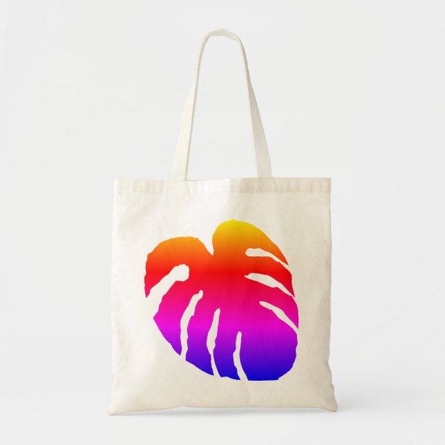 Colorful Monstera Leaf Tote Bag (Front)