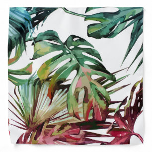 Colorful monstera leaves bandana