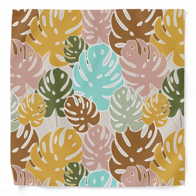 Colorful monstera pattern bandana (Front)