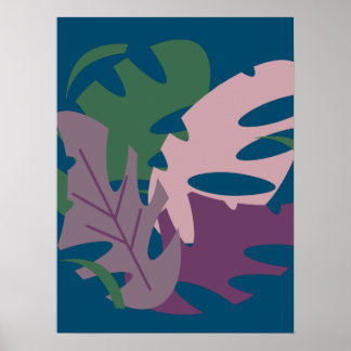 Colorful Monstera Plants Leaf Purple Pink Green Poster