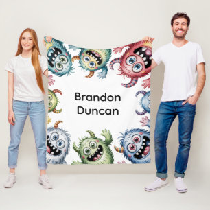 Colorful Monsters 3rd. Birthday Party Gift Fleece Blanket
